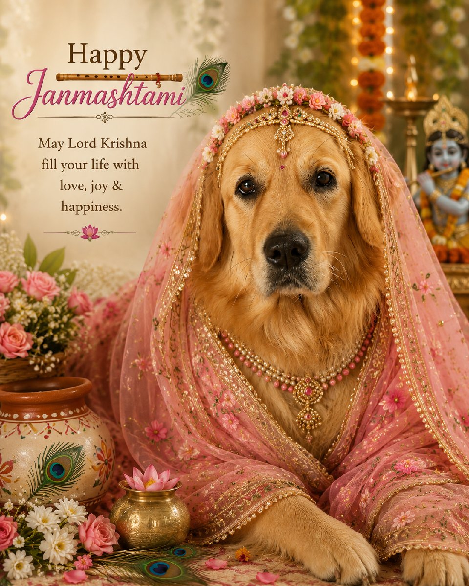 My little Radha, wrapped in love, grace & a whole lot of cuteness. ๐ธ๐พ๐
May Krishnaโs blessings always surround our precious fur babies. ๐ฆโจ
Radhe Radhe! ๐
Happy Janmashtami from Lucy ๐พ๐