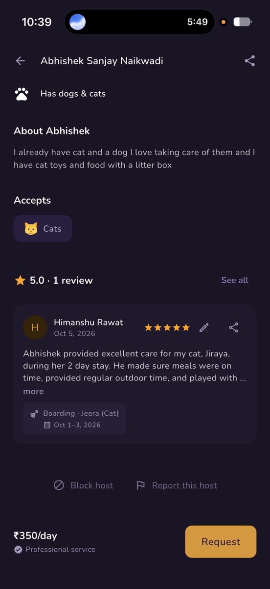 Hosted jeera for two days he’s very cute cuddly cat and have really well manners.
Also owner of jeera is really happy and gave 5star rating